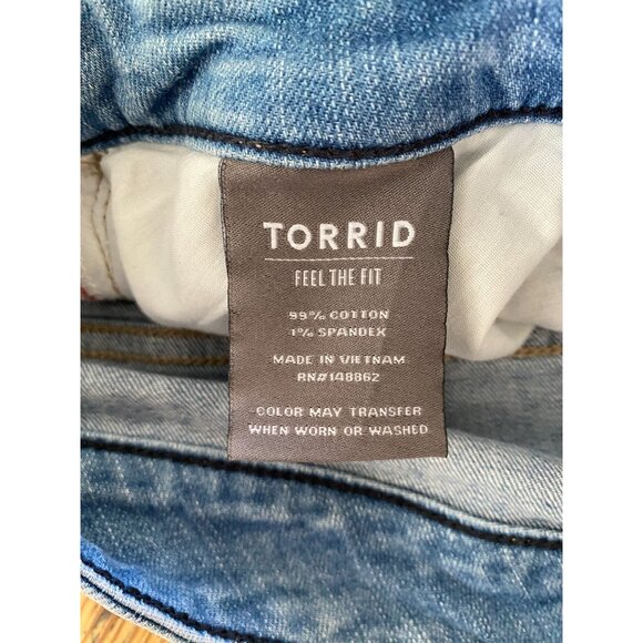 Torrid Womens 18R Distressed Boyfriend Straight Vintage Stretch Blue Denim Jeans - Picture 5 of 8